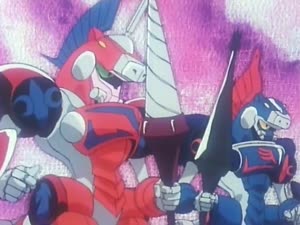 Rating: Safe Score: 9 Tags: animated artist_unknown fighting impact_frames knight_ramune_series mecha ng_knight_ramune_&_40_dx smears User: silverview