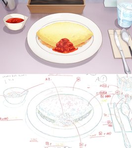 Rating: Safe Score: 7 Tags: artist_unknown emiya-san_chi_no_kyou_no_gohan fate_series food genga genga_comparison production_materials User: arekkusu