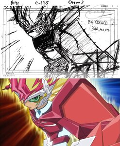 Rating: Safe Score: 3 Tags: artist_unknown genga genga_comparison production_materials yu-gi-oh! yu-gi-oh!_zexal User: Thac42
