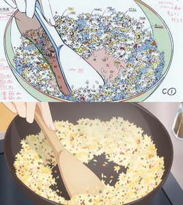 Rating: Safe Score: 61 Tags: artist_unknown emiya-san_chi_no_kyou_no_gohan fate_series food genga genga_comparison production_materials User: arekkusu