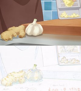 Rating: Safe Score: 10 Tags: artist_unknown emiya-san_chi_no_kyou_no_gohan fate_series food genga genga_comparison production_materials User: arekkusu