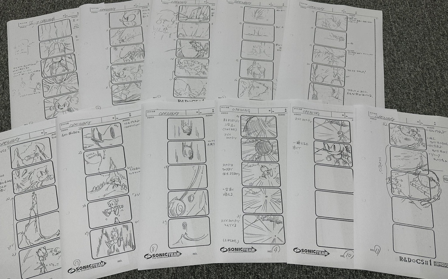naoto_ohshima production_materials sonic_cd sonic_the_hedgehog storyboard