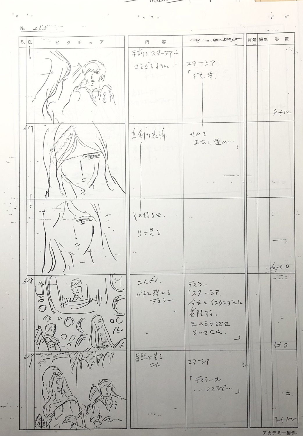 production_materials storyboard yamato_aratanaru_tabidachi yamato_series yoshikazu_yasuhiko